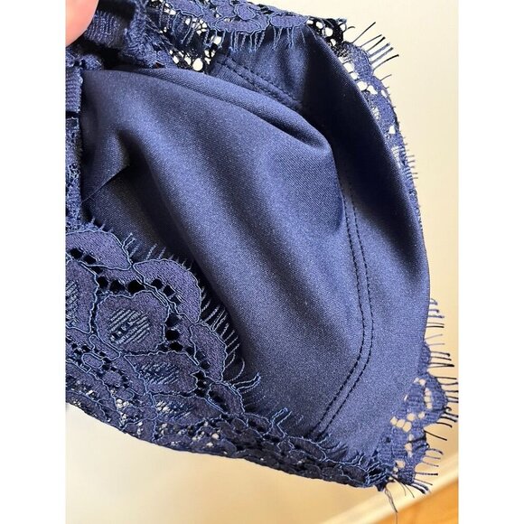 Floral Lace Wide Leg Pant M Blue Boho Hippie Indie Folk Western Classic Chic 80s - Picture 5 of 10